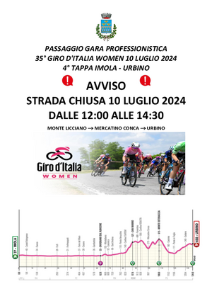 AVVISO STRADA CHIUSA 35   GIRO D ITALIA WOMEN