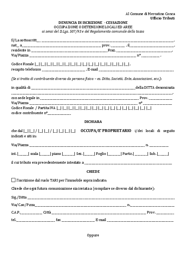 ISCRIZ. CESSAZIONE TARI