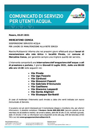 Comunicato1 di Servizio Mercatino Conca Sospensione Idrica  8.7.2021