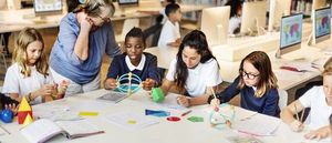 depositphotos 105315582 stock photo children studying in library