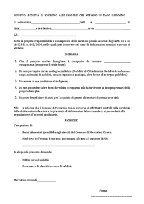 ALLEGATO A RICHIESTA SOSTEGNO ALLE FAMIGLIE   Copia