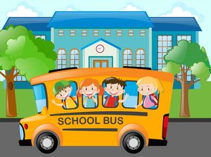 414575 bambini che vanno a scuola in autobus scolastico gratuito vettoriale