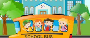 414575 bambini che vanno a scuola in autobus scolastico gratuito vettoriale