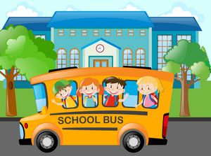 414575 bambini che vanno a scuola in autobus scolastico gratuito vettoriale