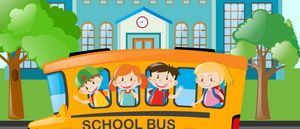 414575 bambini che vanno a scuola in autobus scolastico gratuito vettoriale